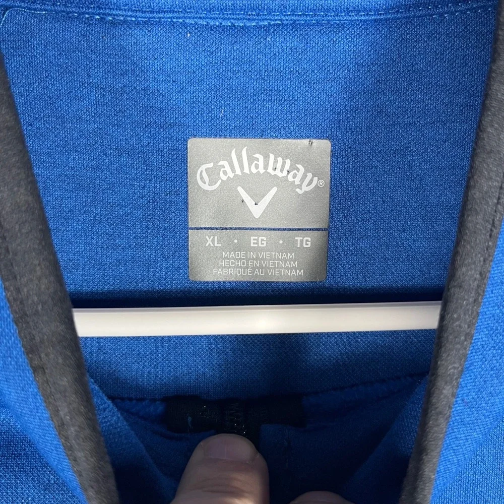 Callaway Quarter Zip Pullover Men XL Blue Fleece Lined Golf Performance Jacket